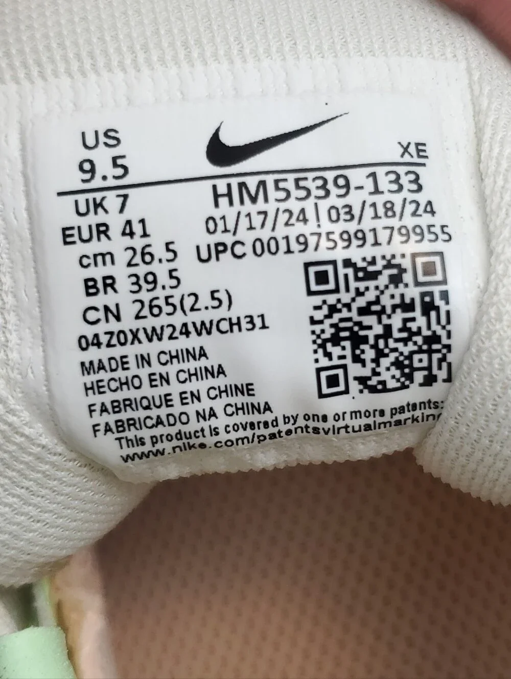 Nike Air Zoom Pegasus 41 Women's Road Running Shoes Sail/Crimson Tint Size 9.5